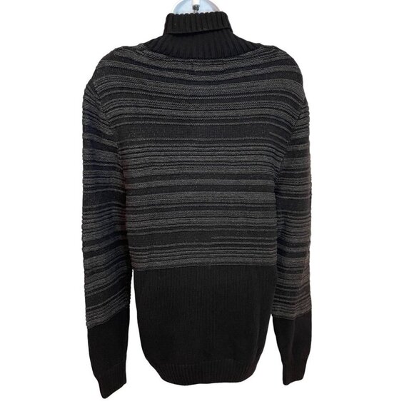 INC International Concepts Black Gray Horizontal V Turtle Neck Sz S - Picture 2 of 9